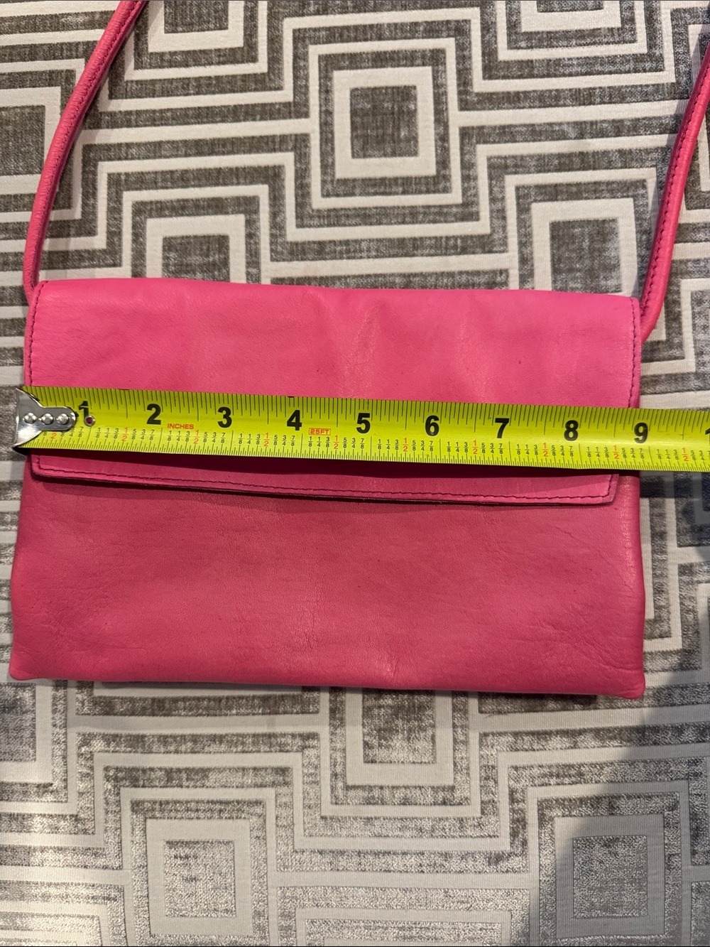 Free People Hot Pink Cow Leather Crossbody Bag with magnetic closure. - Picture 9 of 11